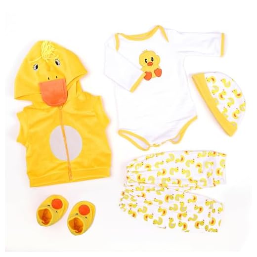 RUNGQIANY Reborn Babies Clothes Big Yellow Duck Set Reborn Dolls Clothes 22 Inch Suitable For Newborn Dolls 20 Inches - 22 Inches Realistic Baby Doll，Boys & Girls Can Be Worn In All Seasons