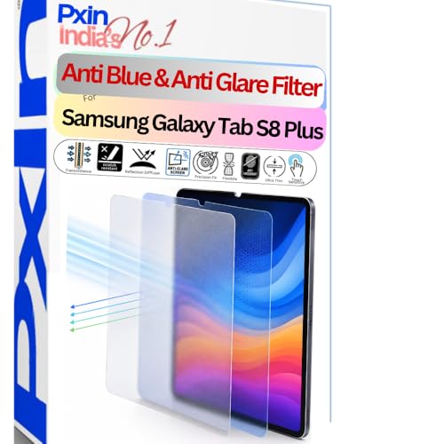 Image of Pxin Tablet Anti Bluelight and Anti Glare Screen Guard compatible with Samsung Galaxy Tab S8 Plus | BLUV Lightblock Tech | Scratch Proof | Prevents bluelight | Eye Protection | No Dry Eyes