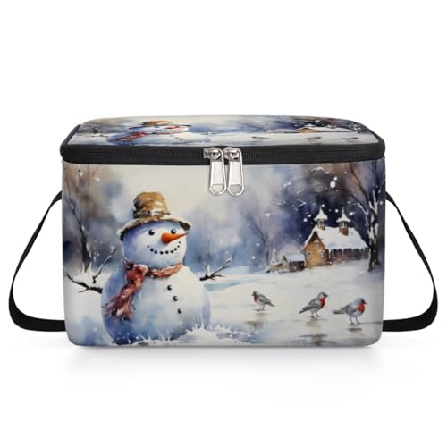 GzLeyigou Xmas Christmas Snowman Lunch Bags for Women Men 9 Cans, Hot & Cold Food Delivery Bag Insulated Grocery Bag Insulated Lunch Box Cooler Bag for Office Work Picnic Beach