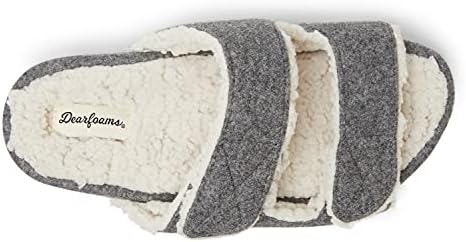 Dearfoams Women's Margo Adjustable Strap Microwool Molded Footbed Slide Slipper, Dark Heather Grey, Medium | Image 3