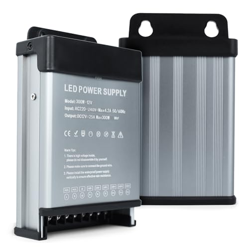 KSIBNW 12V LED Trafo 300W Transformator Outdoor IP44 Wasserdicht Netzteil Treiber 230V auf DC 12 Volt 25A Elektronischer Schalt Niedervolttrafo Konstantspannungs Driver Außen für LED Streifen