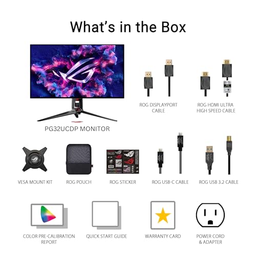 ASUS ROG Swift 32” 4K OLED Gaming Monitor (PG32UCDP) - WOLED, Dual Mode (4K 240Hz, FHD 480Hz), 0.03ms, G-SYNC Compatible, Custom Heatsink, AI Gaming, 99% DCI-P3,True 10-bit, USB-C 90W, 3yr Warranty by Asus - Image 7