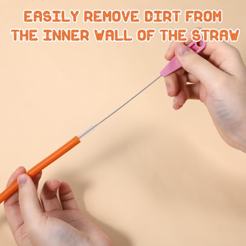 Image of 3pcs Silicone Straw Brush and Cup Lid Cleaning Brush, 3 in 1 Cup Lid Cleaning Brush Ultra Long Straw Cleaning Brush Reusable Bendable Straw Cup Lid Cleaner Multifunctional Baby Bottle Cleaning Tools