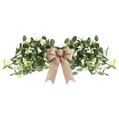 YLOLUL 22'' Artificial Eucalyptus Wreaths for Front Door Spring Summer Green Swag Greenery Door Wreath with White Berry for Farmhouse Home Wedding Wall Porch Indoors Outdoor Window Home Decorations