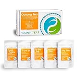 Oolong Tea Sampler Set, An Assortment of Sophisticated Oolong Teas, 5 Various Oolong Sample Pouches of Loose-Leaf Tea Including Coconut Pouchong, Elderflower Citrus, Very Velvet, Ti Kwan Yin, Goji Berry Peach by Fusion Teas