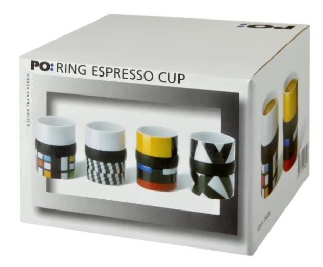 PO: Design - Ring Espresso Cup 660 (Set 4 tazze - Designer: Frank Kerdil) - 60 ml Tazze di porcellana