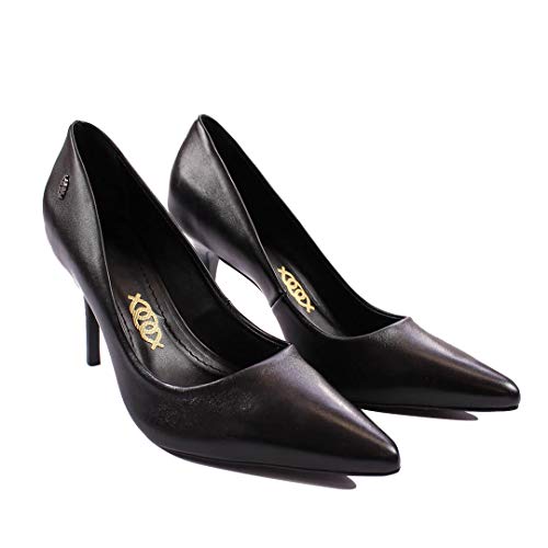 Scarpin Preto Couro Salto Alto Fino Bico Fino Clássico (35 BR | 6 USA | 37 EUR)