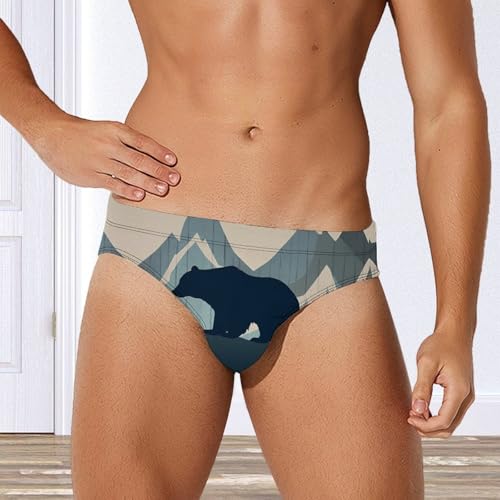 Forests Landscape Bears Mountains Lumbar Men's Swim Briefs Sexy Bikini Swimsuit Beach Shorts Underwear Low Waist4