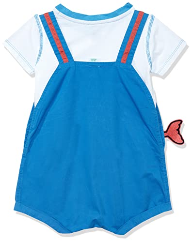 Image of miniklub Infant Boys Blue & White Solid Dungaree Set