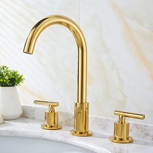 Grifo de lavamanos vintage color oro con caño orientable para baños elegantes