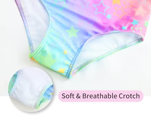 Image of Girls Bathing Suits Colorful Swimsuits with UPF 50 + Sun Protection Sleeveless Toddler Kids One Piece Swimwear