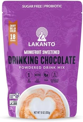 Lakanto Sugar Free Drinking Chocolate - Cold or Hot Cocoa Powder Mix, Shelf Stable Probiotics, Monk Fruit Sweetener, Keto Diet Friendly, Vegan, Dutch Cocoa, Gourmet Taste (Original - 10 oz)