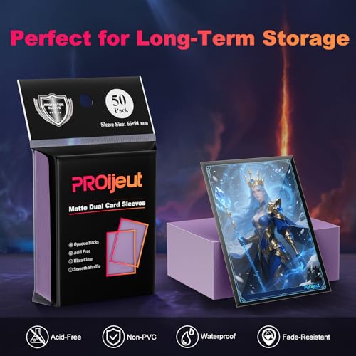 Image of 200 Pack Card Sleeves, Matte Dual Trading Card Sleeves with Opaque Back & Smooth Shuffle, Tear Resistant Card Protectors for MTG, TCG and Game Cards (Orchid Purple)