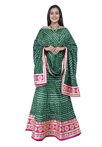 Women's Rajasthani Traditional Bandhej Lehenga Chunni Set – Ethnic Bandhani Print Lehenga with Dupatta, Vibrant Colors, Festive-image-2