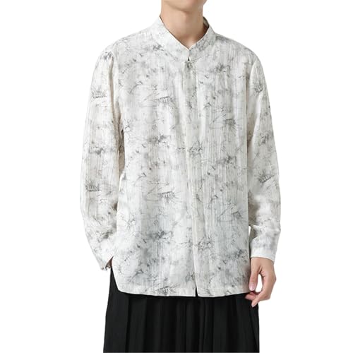 Chemise vintage en satin pour homme à manches longues et col montant