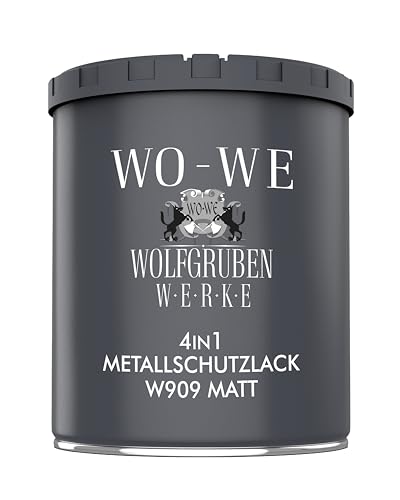 WO-WE Metallschutzlack 4in1 Metalllack Metallfarbe Metallschutzfarbe MATT W909 Anthrazitgrau - 750ml