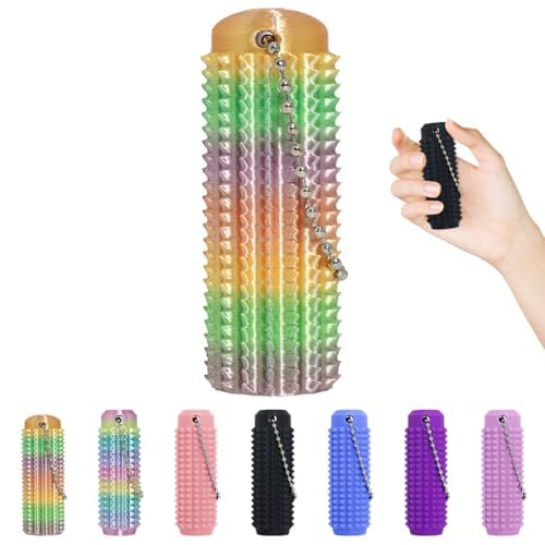 Rainbow Pendant Fidget Toys,Pain Stim Fidget Toy Reduce Stress for Adults,Anxiety Relief Pain Stim,Spiky Fidget Keychain for Anxiety Reduction,Sensory