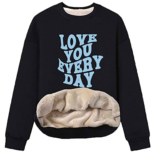 Women Winter Warm Sherpa Lined Fleece Sweatshirt Crewneck Long-222974