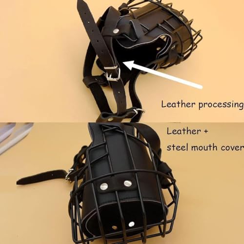 Bozal ajustable para perros medianos y grandes, construcción de metal y cuero, ideal para entrenar pastores alemanes, dobermans, rottweilers y más
