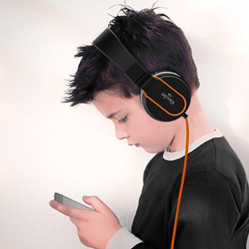 Elecder i36 Kids Headphones Children Girls Boys Teens Foldable Adjustable On Ear Headphones 3.5mm Jack Compatible iPad Cellphones Computer Kindle MP3/4 Airplane School Tablet Black/Orange - Thumbnail 2