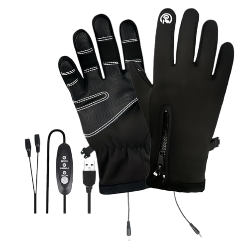 Guantes calefactables para mujer | 3 niveles de pantalla táctil USB recargables para ciclismo, guantes de invierno calefactados, para esquí, snowboard, camping, senderismo, desplazamiento y trabajos