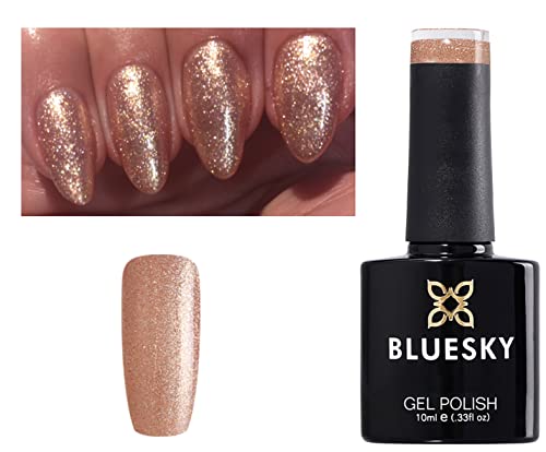 Bluesky Gel Nail Polish GOLD GLITTER Sparkle Nail Exclusive Christmas Color (Requires Drying under LED/UV Lamp)