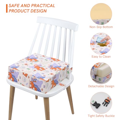 Image of Booster Seat for Kitchen Chair - Strong Support Toddler Booster Seat for Dining Table, Portable Booster Chair with Adjustable Elasticity Straps for Toddlers Eating Travel Home