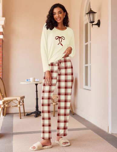 Ekouaer Women's 2 Pack Pajama Sets Long Sleeve Lounge Set Soft Comfy Pjs - image 4