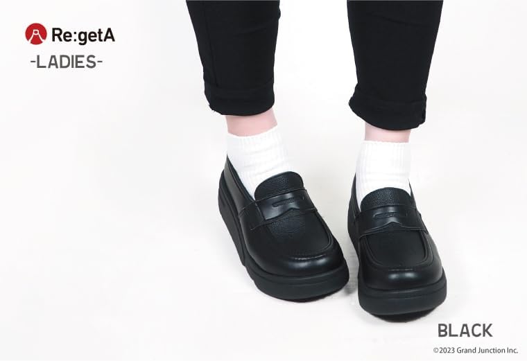 [リゲッタ] パンプス コイン ローファー 厚底 軽量 幅広 歩きやすい 履きやすい 黒 ソール 日本製 sms220 RE164 レディース