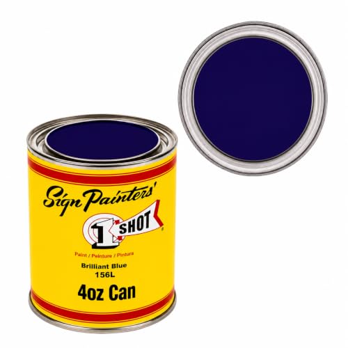 1 Shot Lettering Enamel Paint Professional Pinstriping and Lettering Paint 4 OUNCE CAN 156L/4Z (156L- Brilliant Blue)