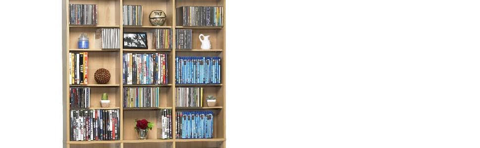 Atlantic Oskar 1080 Media Storage Cabinet – Protects & Organizes Prized Music, Movie, Video Games or Memorabilia Collections, Maple (Updated)