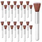 20 PCS Fluffy Beauty Makeup Brushes Bulk, Soft Disposable Makeup Brushes with Comfort Handle, Portable Face Blush Foundation Brush Powder Eyebrow Travel Brush for All Face Makeups (White)