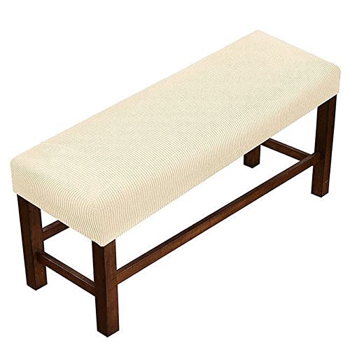 ZZDZW Jacquard Dining Bench Cover Rectangle Bench Covers Stretch Bench Seat Protector Upholstered Bench Slipcover Stool Chair Slipcovers for Living Room,Bedroom (Color : Beige, Size : 130-150cm)