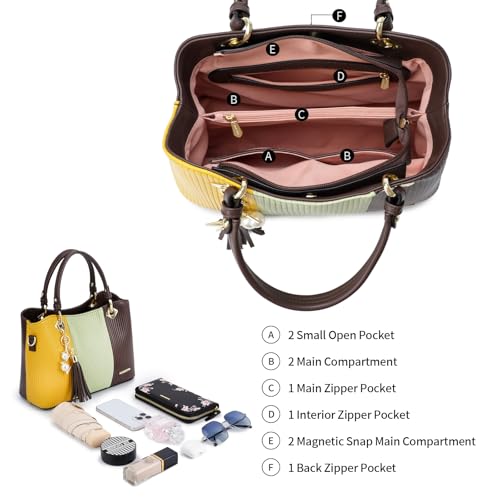 Image of Pomelo Best Purses and Handbags for Women with Multiple Pockets, Leather Top Handle Satchel Fashion Tote Shoulder Bags Ladies