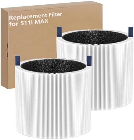 2-pack 511i MAX Replacement Filter Compatible with BLUEAIR HEPASilent Air Cleaner, Model Blue Pure 511i Max