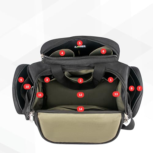 Image of FRILLA Tool Bag, Professional Electrician Storage Bag, 24x48x21 cm, Black, Heavy Duty with Adjustable Strap