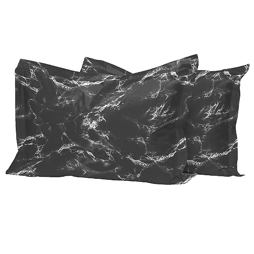 Pizuna Cotton Marble Black Print Standard Pillow Cases 2 Pack