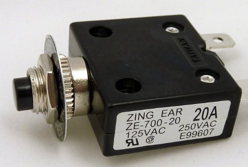Philmore 20A Push Button Manual Reset Circuit Breaker 50V DC, 250V AC