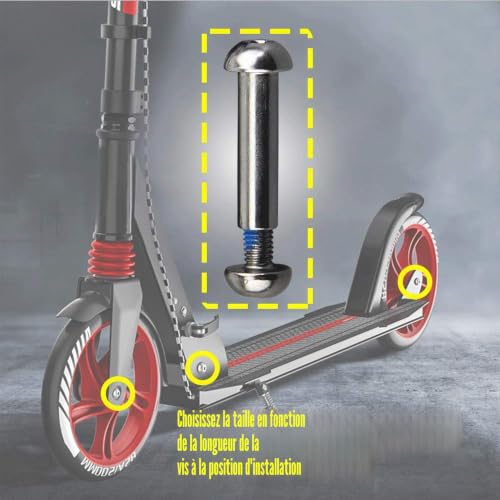 OTFAITP M8 8 mm x 28 mm-86 mm Boulon d'essieu avant arrière de trottinette Grade 8.8 Acier au carbone pour trottinette de cascade Dash adolescent/adulte trottinette à pied - Capacité 363+ kg – vue 6