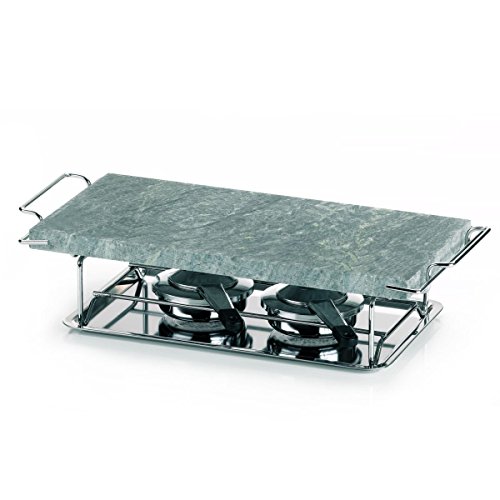 Grill Pierre Ibili 37x18cm - Gris/Argent - Pour Viande, Poisson Et Légumes - Avec Support