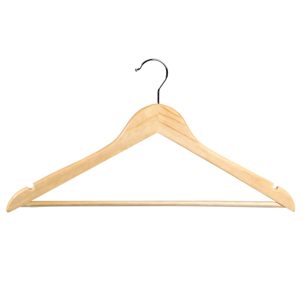 KESPER Shaped Clothes Hangers – Pack of 12, Material: Lotus Wood, Metal, Dimensions: 44.5 cm Wide, Colour: Brown, Natural, 67137