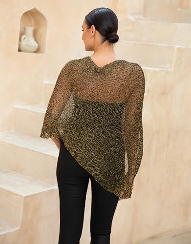 Image of SHU-SHI Womens Sheer Knit Poncho Shrug Lightweight Cover Up One Size Fits Most