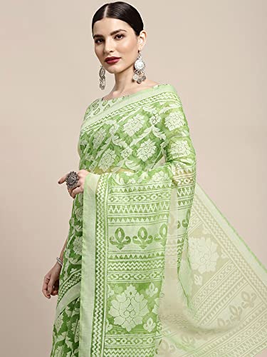 Image of AKHILAM Women's Printed Brasso Printed Saree With Unstitched Blouse Piece (RR0MSKR01E Parent)