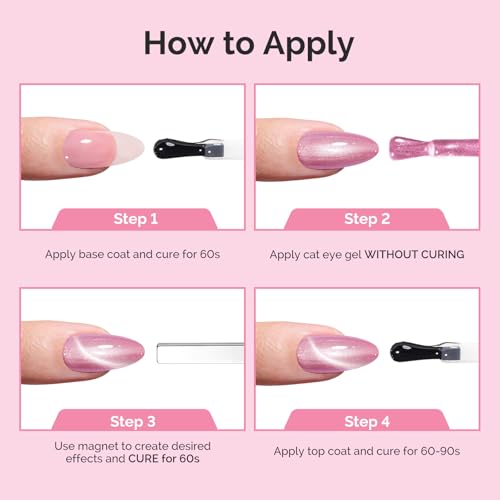 Image of MelodySusie Pearl Cat Eye Gel Nail Polish, 0.5 Fl Oz Bubblegum Pink Glitter Holographic Magnetic Nail Polish with Magnet, UV Nail Polish for Nail Art Manicure Salon DIY at Home G1603