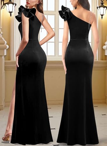Image of VFSHOW Womens Ruffle One Shoulder Formal Prom Gala Maxi Dress Evening Gown