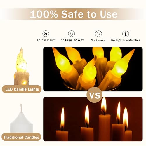 Image of Magical Candlesticks Flameless Taper Candle, 2pcs White LED Tapered Candles Remote Dipped Candle 6inch Battery Chandelier for Enchanting Weddings and Harry Potter Inspired Vigils(LW2P-WH)