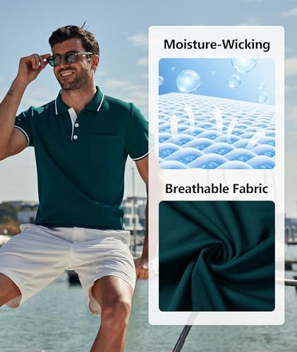 Image of ZITY Men Polo Shirts Short Sleeve with Pocket Golf Polo Wicking Shirts for Men Casual Collared T-Shirts