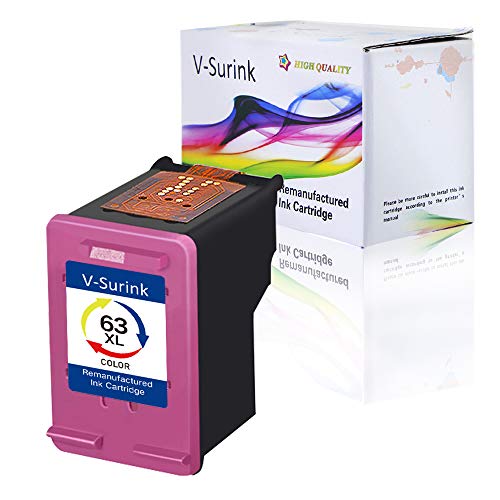 V-Surink Remanufactured Ink Cartridge Replacement for Hp 63XL (1 Color) Used in Envy 4520 4516 Officejet 5255 5258 4655 4650 3830 3831 4655 Deskjet 2130 2132 1112 3630 3633 3634 Printer