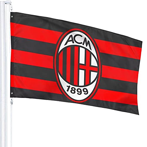 A.C Milan Polyester Indoor Outdoor Flag, 3 'X 5' Wall Decorative Flag, One Size, Black