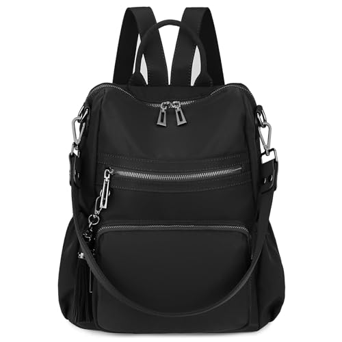Image of Uromee Travel Backpack Purse for Women Nylon Ladies Fashion Tassel Shoulder Bag Convertible